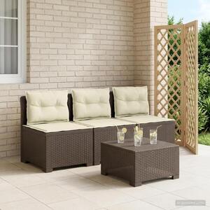 Imagine vidaXL Sofa de grădină cu 3 locuri, cu perne, aspect de rattan PP