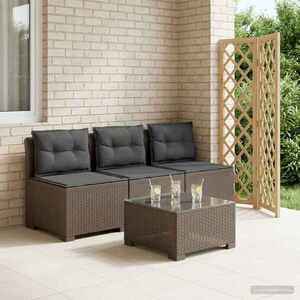 Imagine vidaXL Sofa de grădină cu 3 locuri, cu perne, aspect de rattan PP
