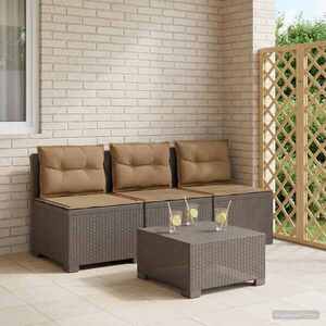 Imagine vidaXL Sofa de grădină cu 3 locuri, cu perne, aspect de rattan PP