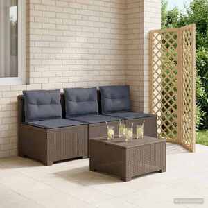 Imagine vidaXL Sofa de grădină cu 3 locuri, cu perne, aspect de rattan PP