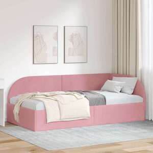 Imagine vidaXL Cadru de pat colțar cu headboard Roz 90 cm x 200 cm Catifea