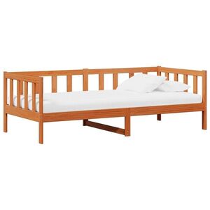 Imagine vidaXL Pat de zi cu headboard Culoare ceară maro și alb 90 x 200 cm