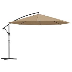 Imagine vidaXL Umbrelă consolă de grădină cu stâlp din aluminiu, taupe, 350 cm