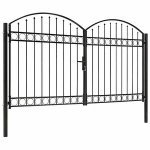 Imagine vidaXL Poartă de gard ASSEN Ușă dublă cu blat arcuit din oțel 300x200 cm