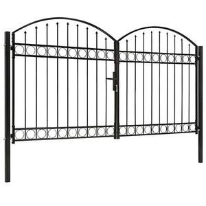 Imagine vidaXL Poartă de gard ASSEN Ușă dublă cu blat arcuit din oțel 300x175 cm