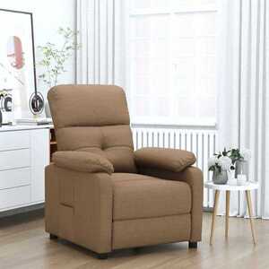 Imagine vidaXL Fotoliu rabatabil, maro, material textil