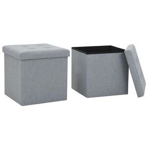 Imagine vidaXL Taburete de depozitare pliabile, 2 buc., gri deschis, textil