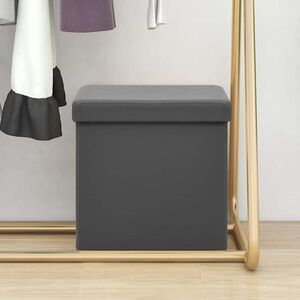 Imagine vidaXL Taburet de depozitare pliabil, gri, PVC