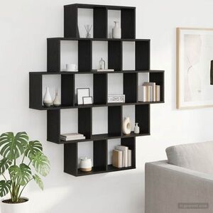 Imagine vidaXL Raft de perete Stejar Negru 120 x 20 x 136 cm Lemn prelucrat