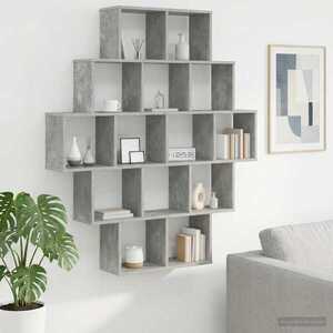 Imagine vidaXL Raft de perete Gri Beton 120 x 20 x 136 cm Lemn prelucrat