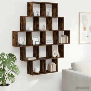Imagine vidaXL Raft de perete Stejar fumuriu 120 x 20 x 136 cm Lemn prelucrat