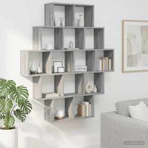 Imagine vidaXL Raft de perete Sonoma gri 120 x 20 x 136 cm Lemn prelucrat