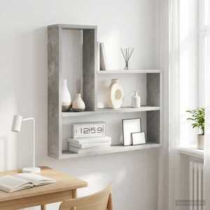 Imagine vidaXL Raft de perete Gri Beton 60 x 11 x 60 cm Lemn prelucrat