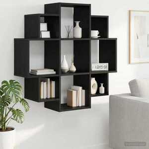 Imagine vidaXL Raft de perete Stejar Negru 90 x 25 x 90 cm Lemn prelucrat
