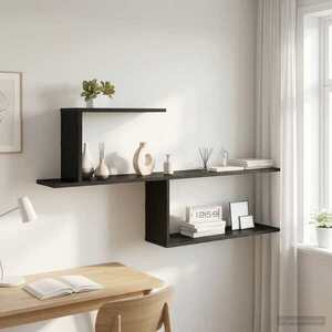 Imagine vidaXL Raft de perete Stejar Negru 122 x 18 x 60 cm Lemn prelucrat
