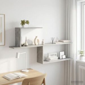 Imagine vidaXL Raft de perete Gri Beton 122 x 18 x 60 cm Lemn prelucrat
