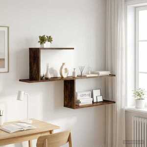 Imagine vidaXL Raft de perete Stejar fumuriu 122 x 18 x 60 cm Lemn prelucrat