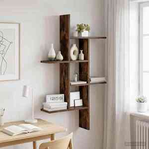 Imagine vidaXL Raft de perete Stejar fumuriu 61 x 15 x 102 cm Lemn prelucrat
