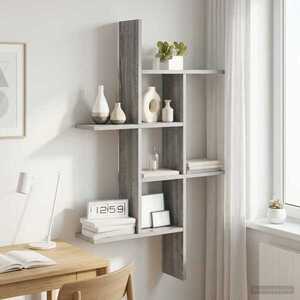 Imagine vidaXL Raft de perete Sonoma gri 61 x 15 x 102 cm Lemn prelucrat