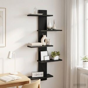 Imagine vidaXL Raft Suspendat Pentru Perete Stejar Negru 48, 5 x 15 x 101 cm