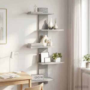 Imagine vidaXL Raft Suspendat Pentru Perete Gri Beton 48, 5 x 15 x 101 cm