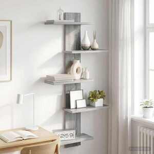 Imagine vidaXL Raft Suspendat Pentru Perete Sonoma gri 48, 5 x 15 x 101 cm