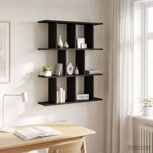 Imagine vidaXL Raft de perete Stejar Negru 80 x 20 x 96 cm Lemn prelucrat