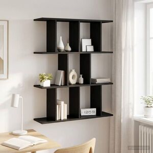 Imagine vidaXL Raft de perete Stejar Negru 102 x 20 x 96 cm Lemn prelucrat