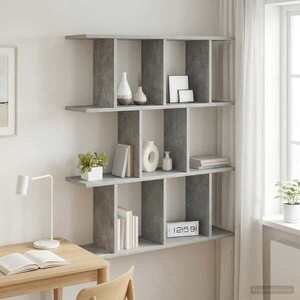 Imagine vidaXL Raft de perete Gri Beton 102 x 20 x 96 cm Lemn prelucrat