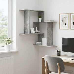 Imagine vidaXL Raft de perete Gri Beton 67 x 67 x 87 cm Lemn prelucrat