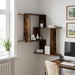Imagine vidaXL Raft de perete Stejar fumuriu 67 x 67 x 87 cm Lemn prelucrat