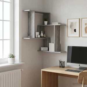 Imagine vidaXL Raft de perete Sonoma gri 67 x 67 x 87 cm Lemn prelucrat