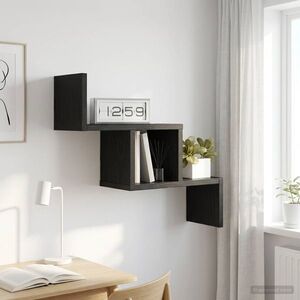 Imagine vidaXL Raft de perete Stejar Negru 48 x 15 x 42 cm Lemn prelucrat