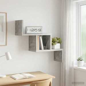 Imagine vidaXL Raft de perete Gri Beton 48 x 15 x 42 cm Lemn prelucrat