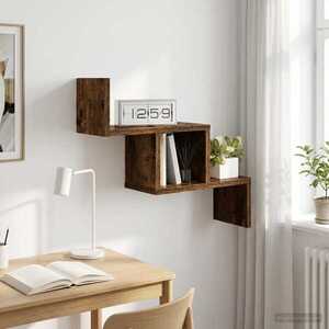 Imagine vidaXL Raft de perete Stejar fumuriu 48 x 15 x 42 cm Lemn prelucrat