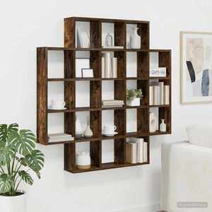 Imagine vidaXL Raft de perete Stejar fumuriu 100 x 13 x 100 cm Lemn prelucrat