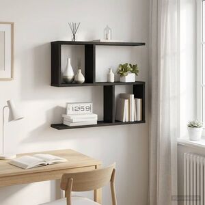 Imagine vidaXL Raft de perete Stejar Negru 60 x 12 x 50, 5 cm Lemn prelucrat