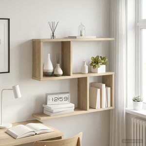 Imagine vidaXL Raft de perete Stejar Sonoma 60 x 12 x 50, 5 cm Lemn prelucrat