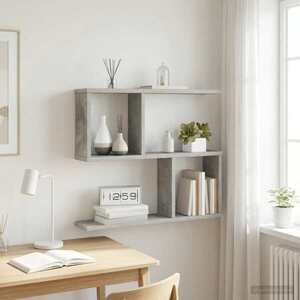 Imagine vidaXL Raft de perete Gri Beton 60 x 12 x 50, 5 cm Lemn prelucrat
