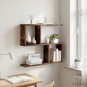 Imagine vidaXL Raft de perete Stejar fumuriu 60 x 12 x 50, 5 cm Lemn prelucrat