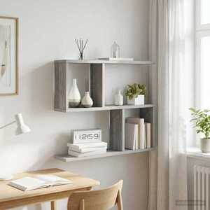 Imagine vidaXL Raft de perete Sonoma gri 60 x 12 x 50, 5 cm Lemn prelucrat