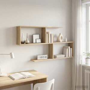 Imagine vidaXL Raft de perete Stejar Sonoma 100 x 12 x 50, 5 cm Lemn prelucrat
