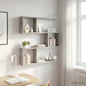 Imagine vidaXL Raft de perete Gri Beton 80 x 12 x 79, 5 cm Lemn prelucrat
