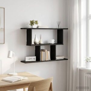Imagine vidaXL Raft de perete Stejar Negru 80 x 15 x 50, 5 cm Lemn prelucrat