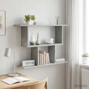 Imagine vidaXL Raft de perete Gri Beton 80 x 15 x 50, 5 cm Lemn prelucrat