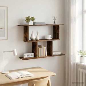Imagine vidaXL Raft de perete Stejar fumuriu 80 x 15 x 50, 5 cm Lemn prelucrat