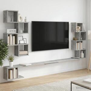 Imagine vidaXL Raft pentru televizor montat pe perete Gri Beton