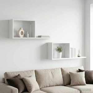 Imagine vidaXL Rafturi suspendate 2 buc. Alb 80 x 15 x 30 cm Lemn prelucrat