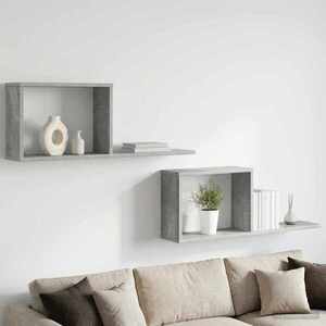 Imagine vidaXL Rafturi suspendate 2 buc. Gri Beton 80 x 15 x 30 cm