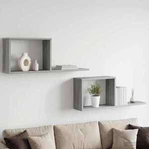 Imagine vidaXL Rafturi suspendate 2 buc. Sonoma gri 80 x 15 x 30 cm